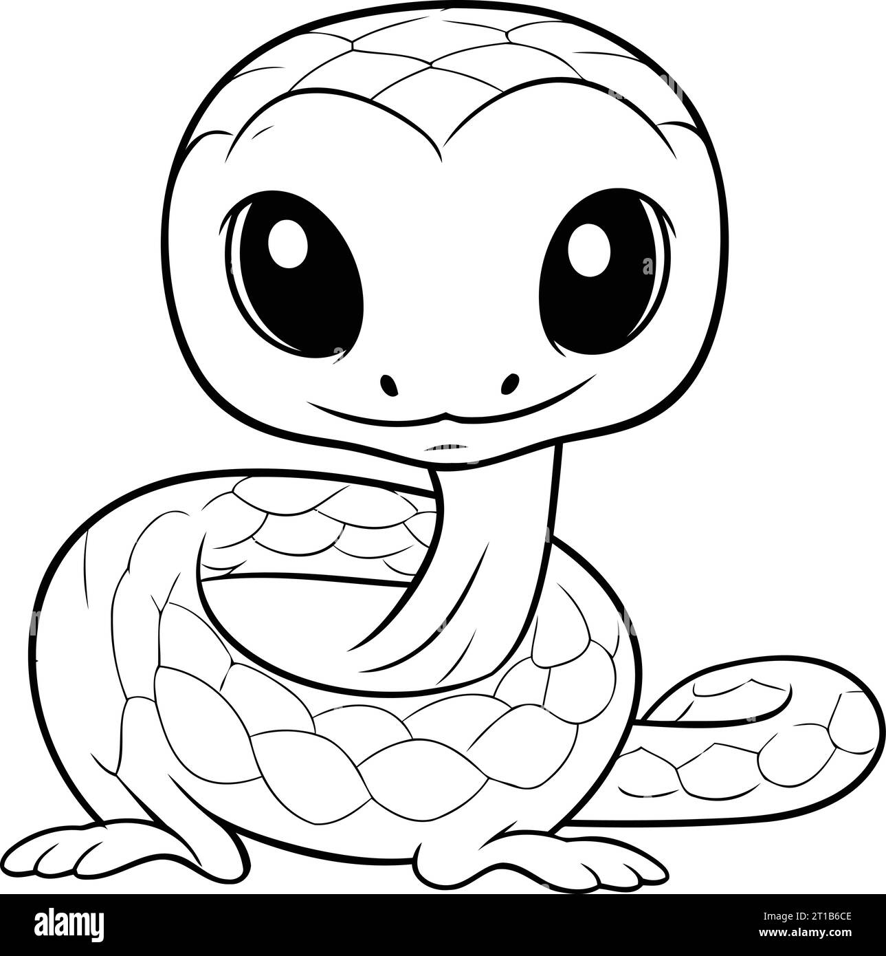 Linda pequeãa serpiente bebã libro para colorear para niãos ilustraciãn vectorial imagen vector de stock