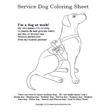 Coloring pages â dr chuck books service dogs psychiatric service dog service animal