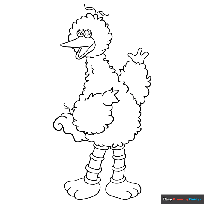 Big bird from sesame street coloring page easy drawing guides