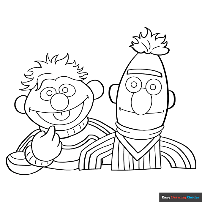 Bert and ernie from sesame street coloring page easy drawing guides