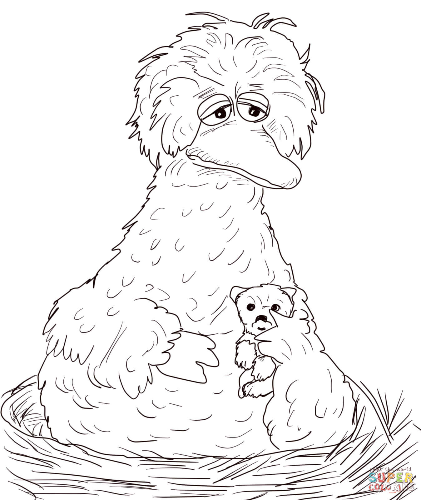 Big bird sitting on her nest coloring page free printable coloring pages