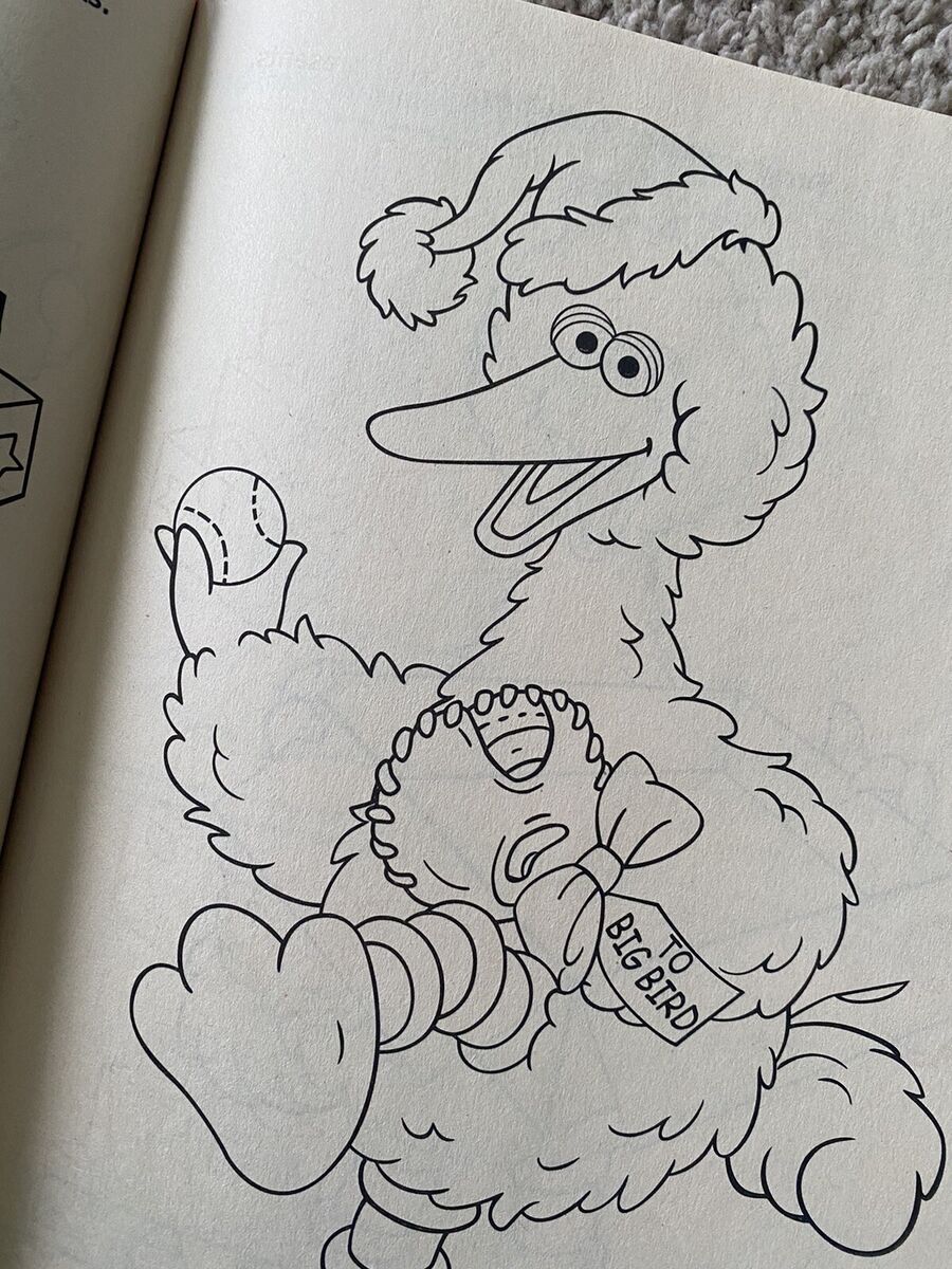 Sesame street vintage jumbo coloring book happy holidays bert ernie