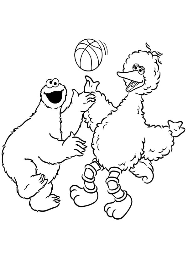 Coloring pages cookie monster play basketball coloring pages