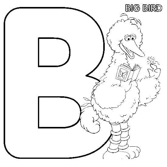 Online coloring pages coloring page big bird english alphabet download print coloring page