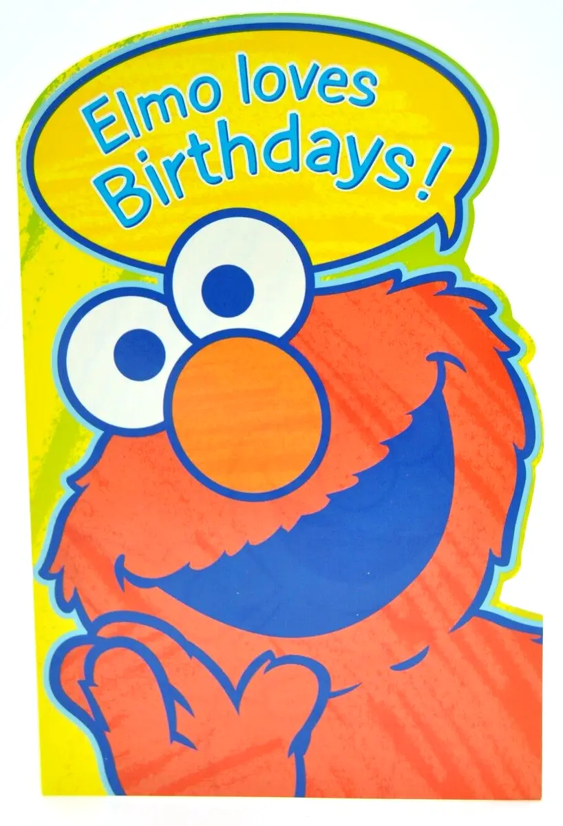 Vintage ag sesame street elmo birthday card w coloring page envelope