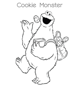 Cookie monster coloring pages playing learning