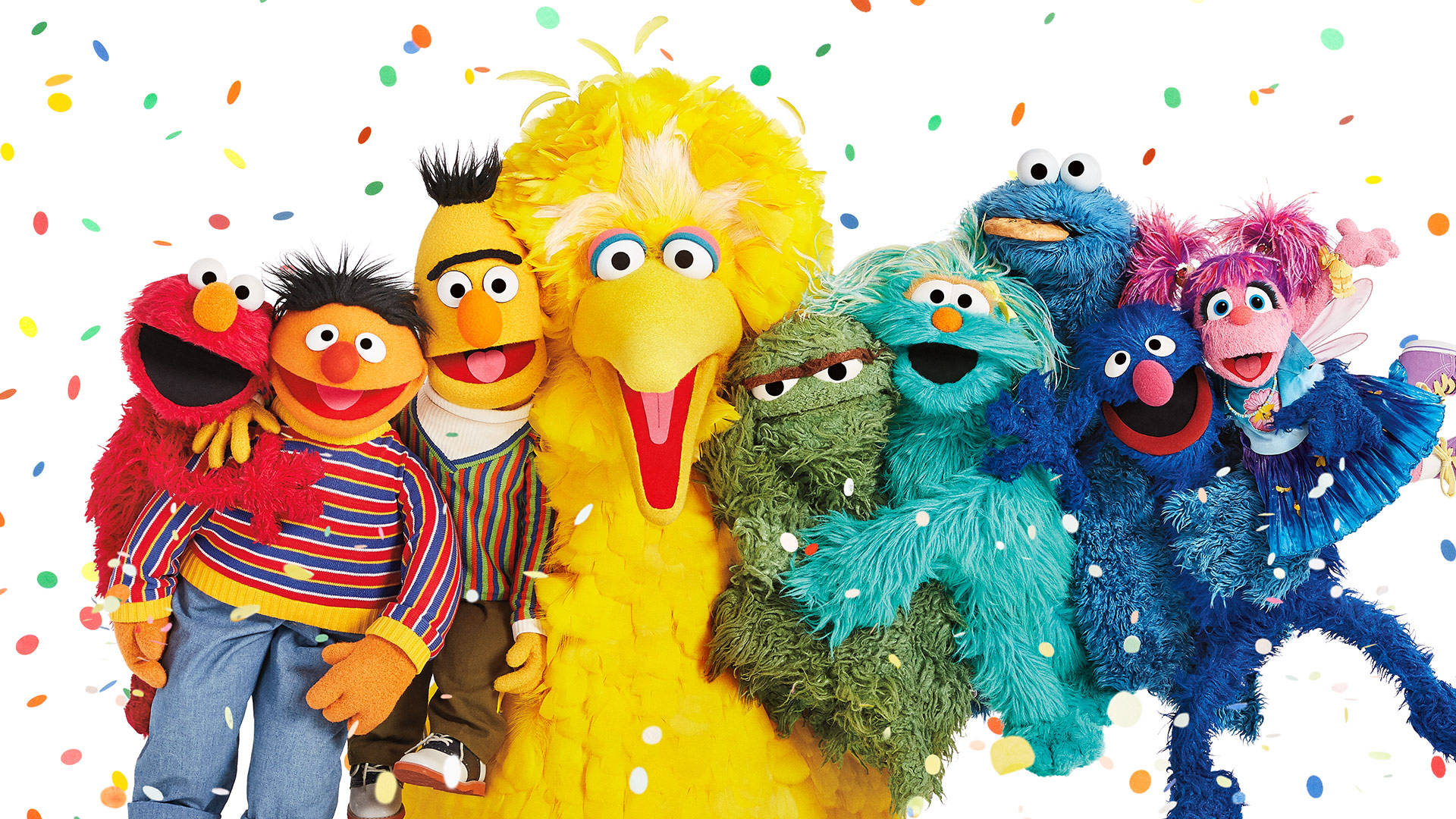 Download colorful sesame street group photo wallpaper