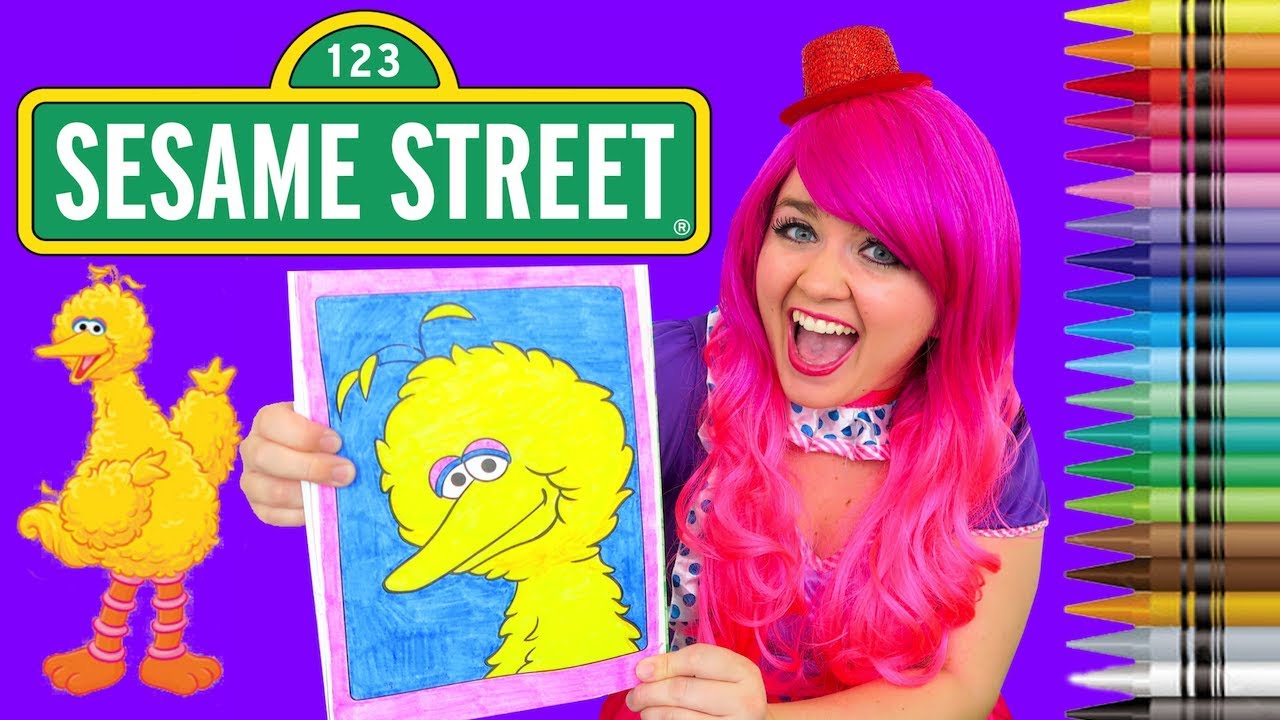 Coloring big bird sesae street coloring book page crayola crayons kii the clown