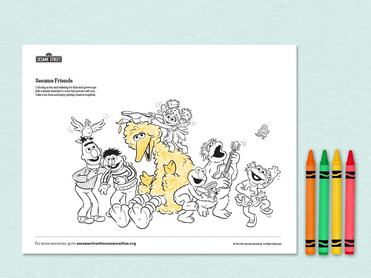 Sesame friends coloring page