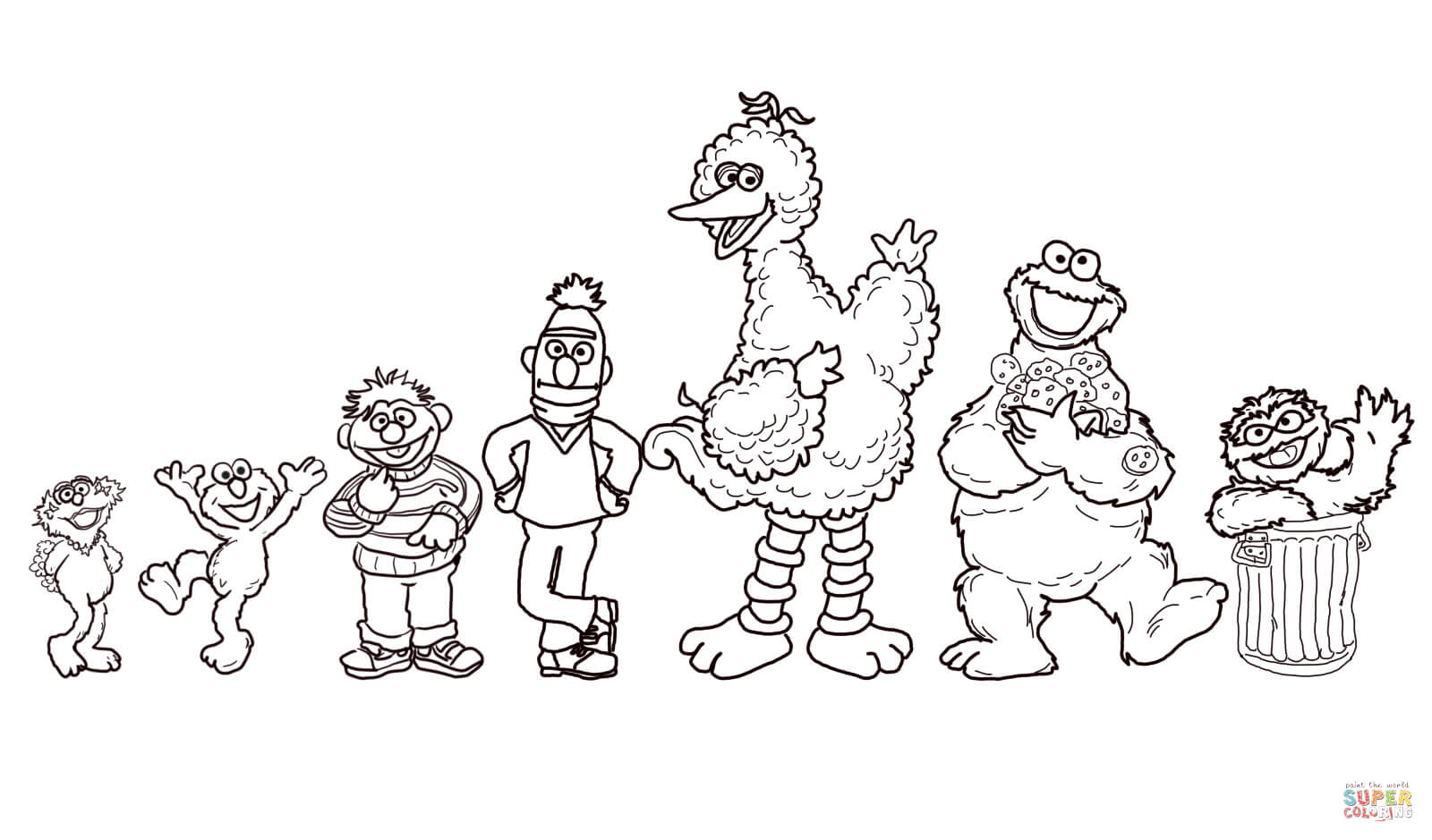 Sesame street characters coloring page free printable coloring pages