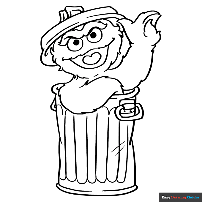 Oscar the grouch from sesame street coloring page easy drawing guides