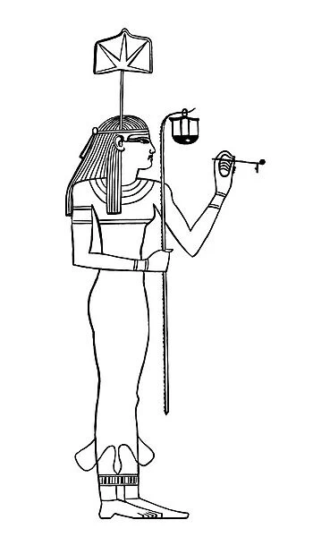 Old engraved illustration of seshat ancient egyptian