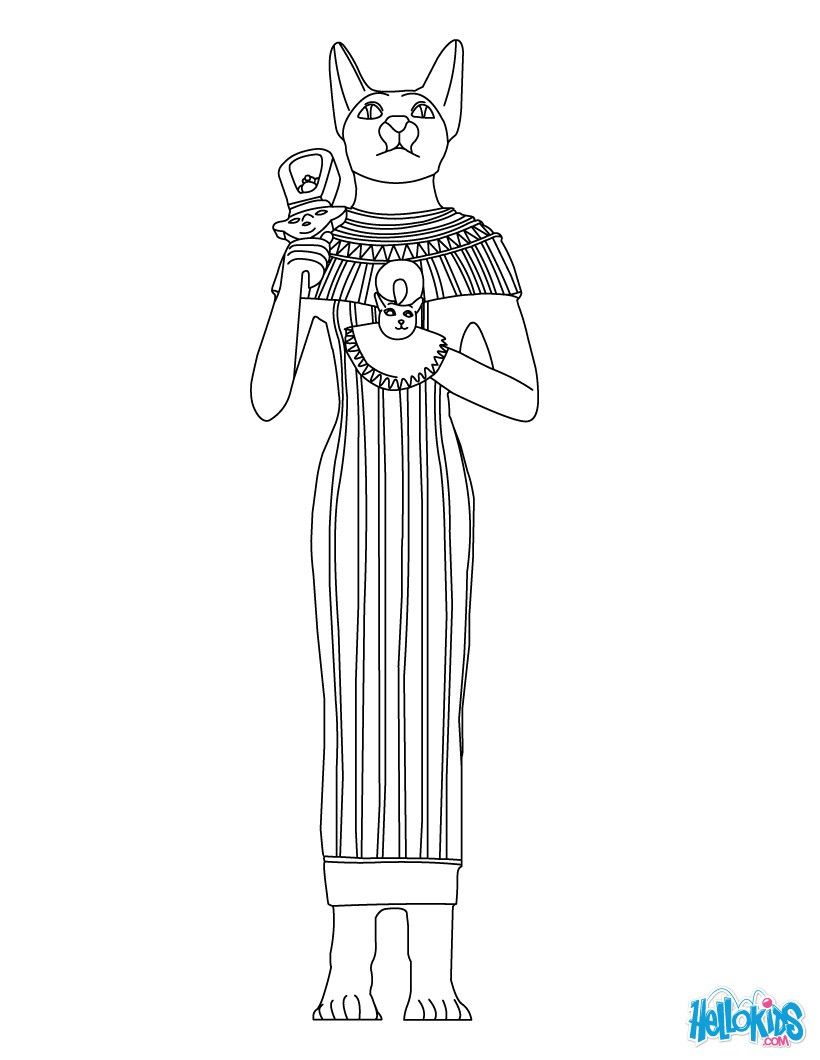 Color online egyptian cat goddess cat coloring page egyptian cat