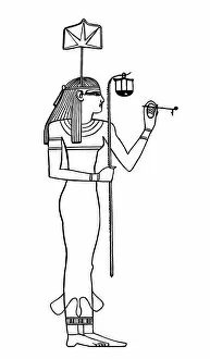 Old engraved illustration of seshat ancient egyptian