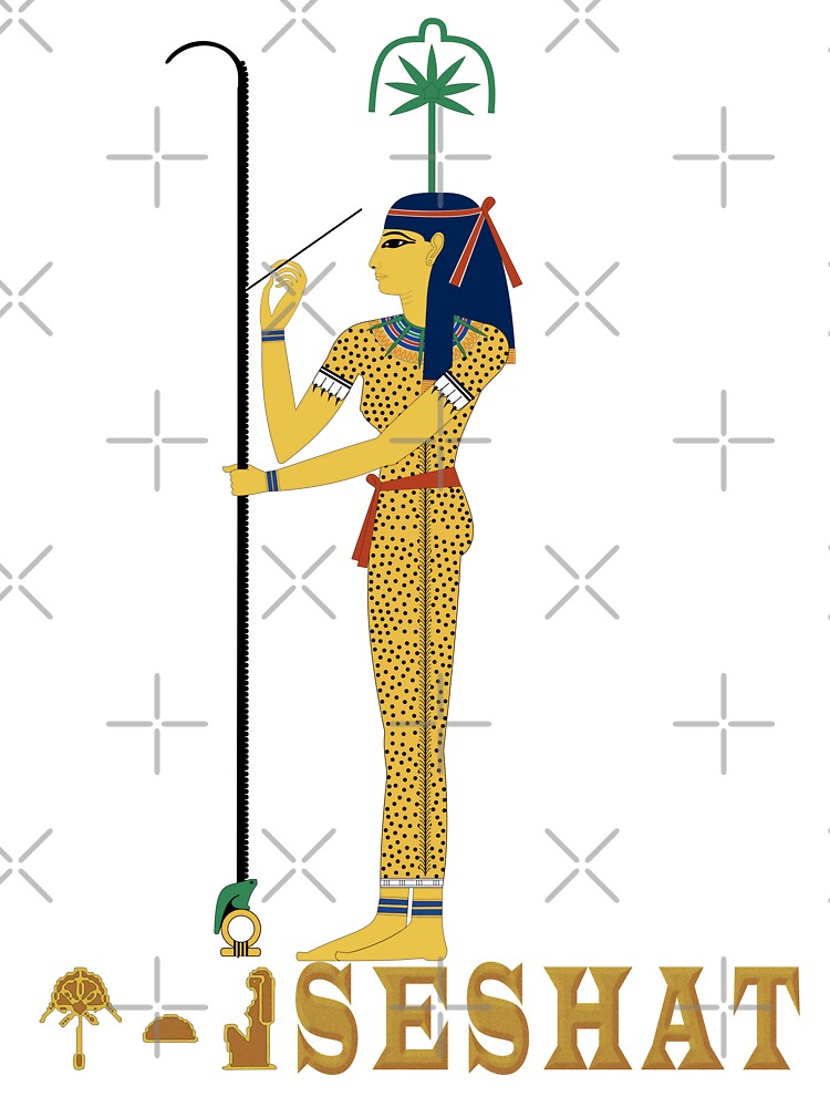 Seshat ancient egyptian goddess with hieroglyphs kids t