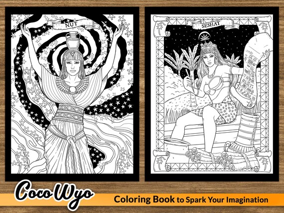 Goddesses fantasy coloring book for relaxing by coco wyo