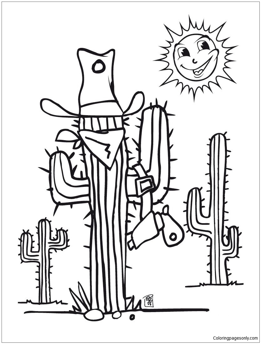 Printable cactus coloring page