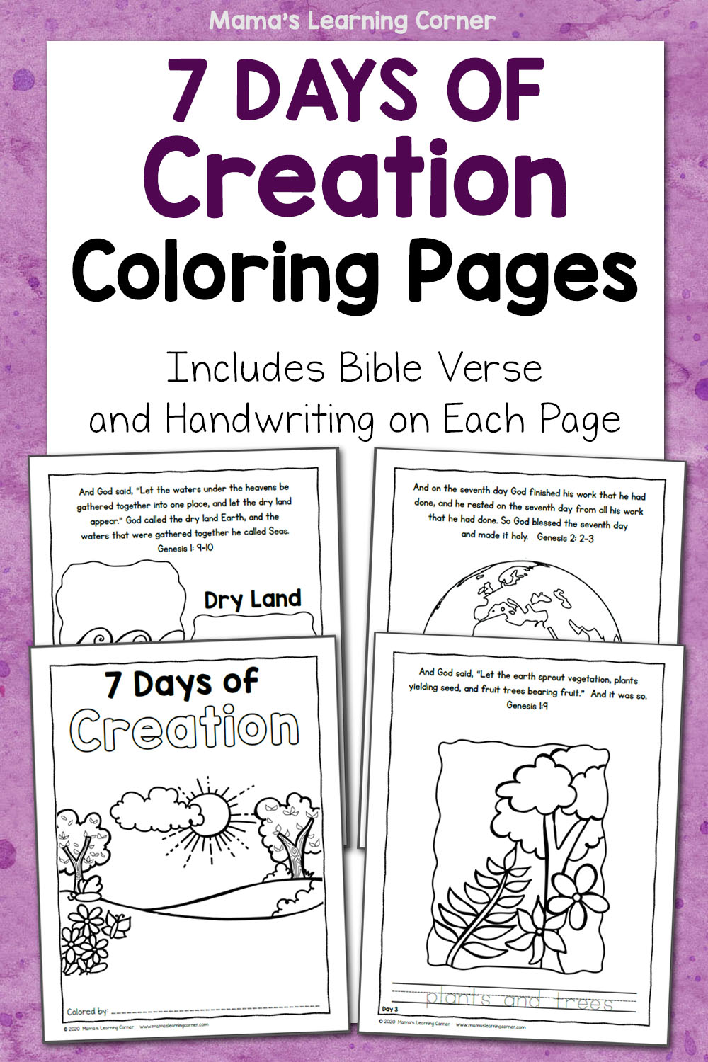 Days of creation coloring pages