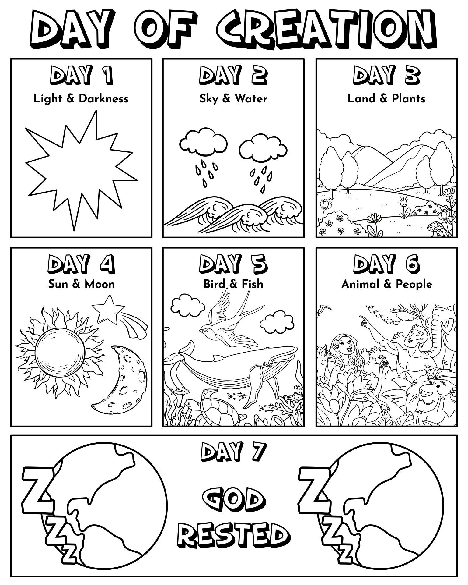 Best days of creation printables pdf for free at printablee bible activities for kids bible crafts sunday school bible lessons for kids