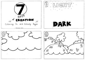 Days of creation color in activity pages tpt