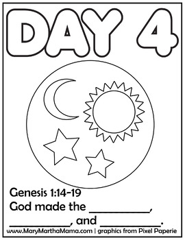 Creation coloring pages for days of creation bible story by mary martha mama