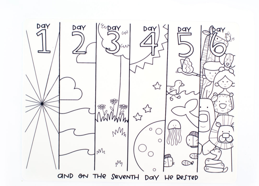 Days of creation coloring mat â his kids pany