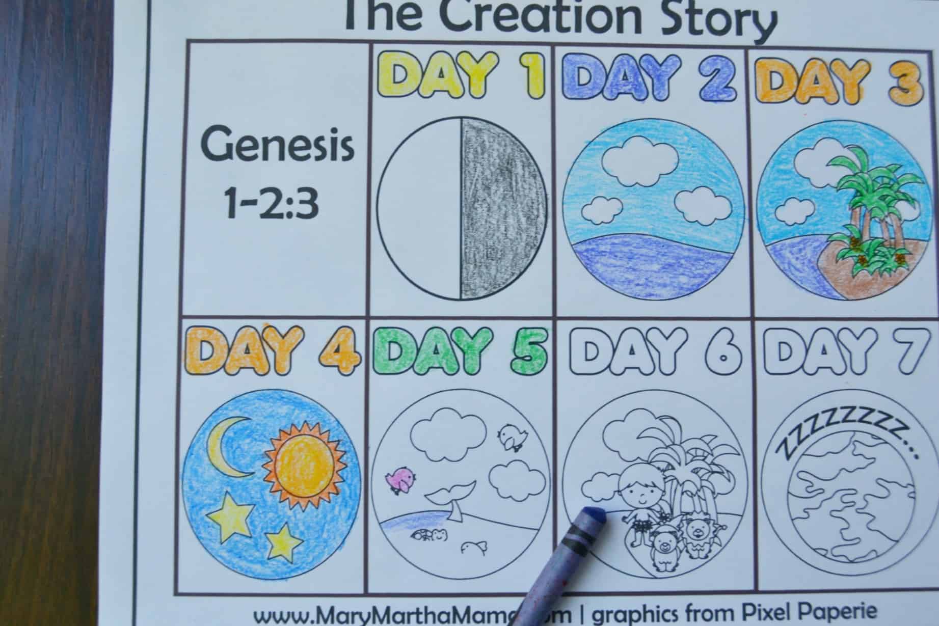 Creation coloring pages â mary martha mama