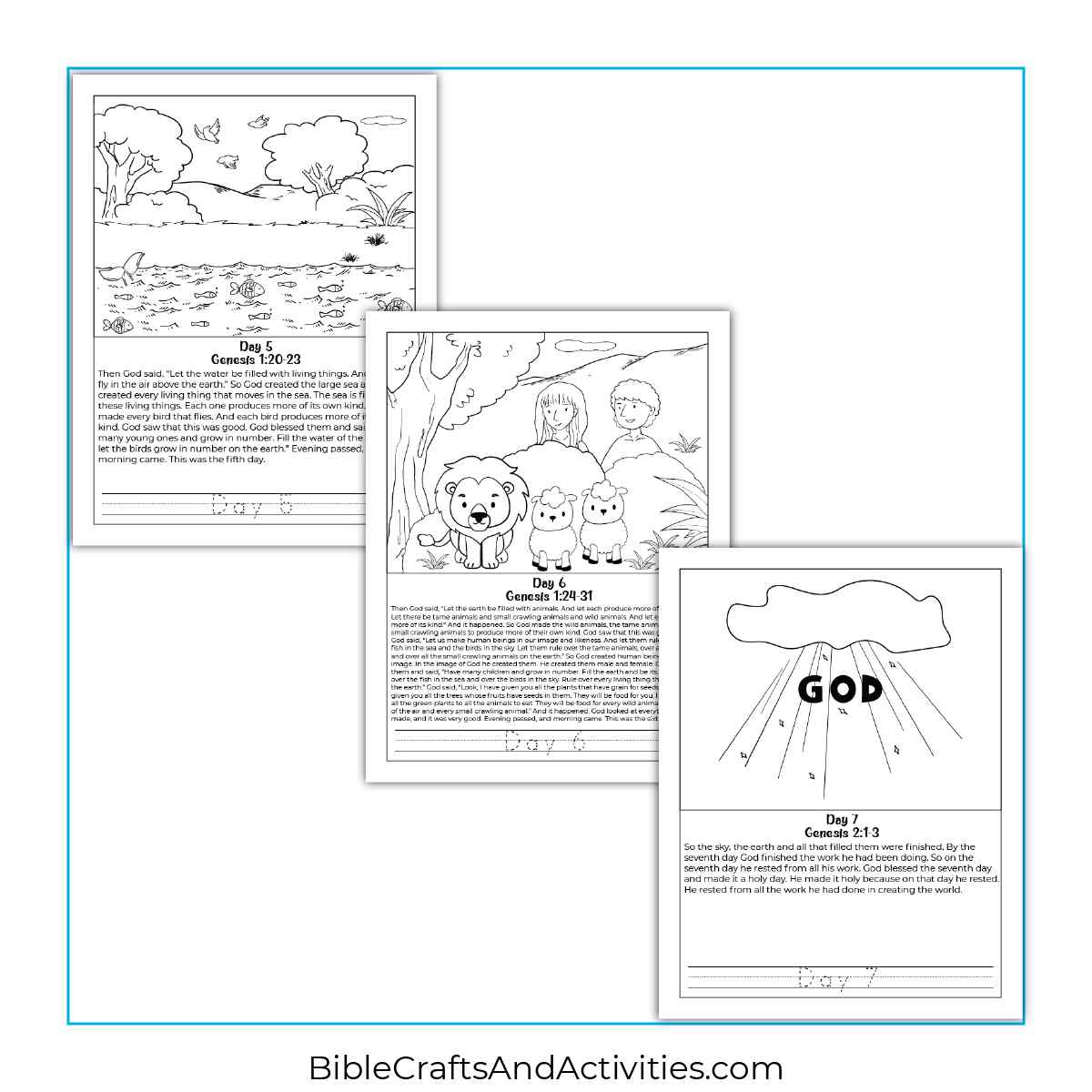 Days of creation coloring pages