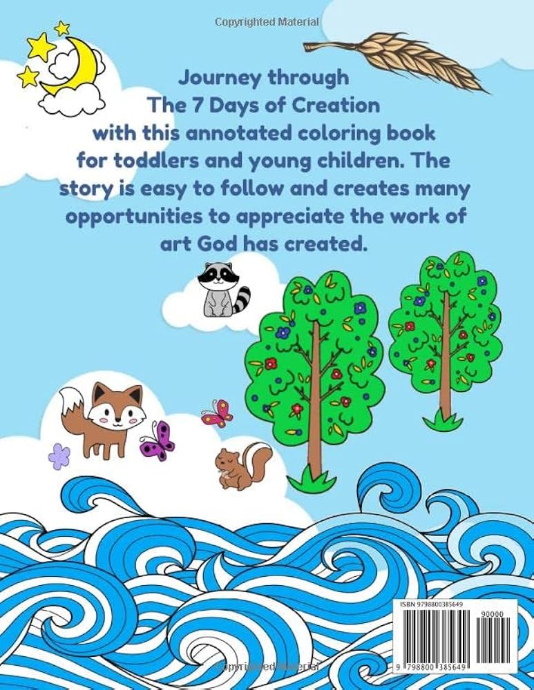 The days of creation coloring book for kids publishing yck books