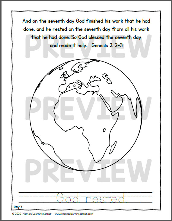 Days of creation coloring pages