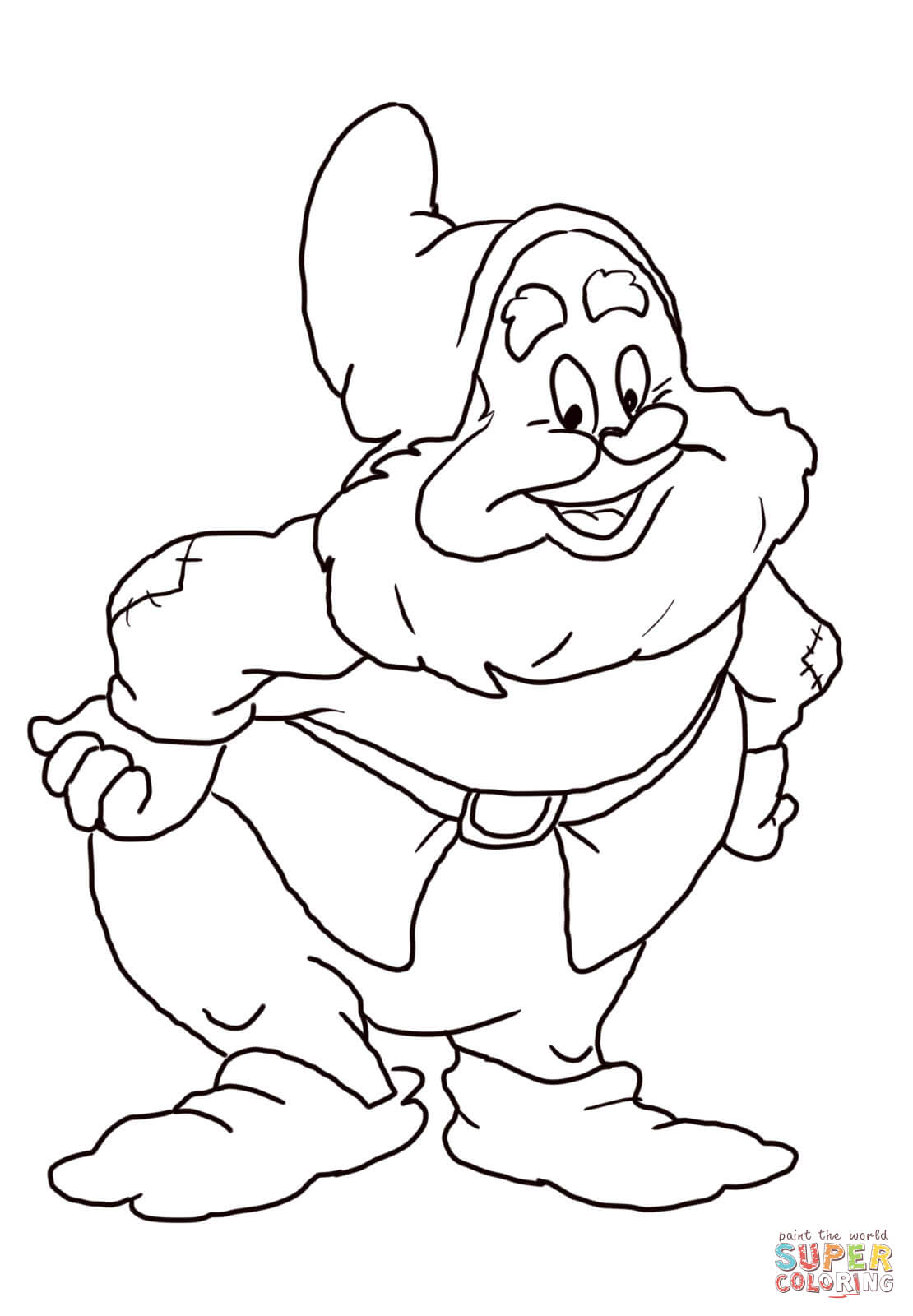 Happy dwarf coloring page free printable coloring pages