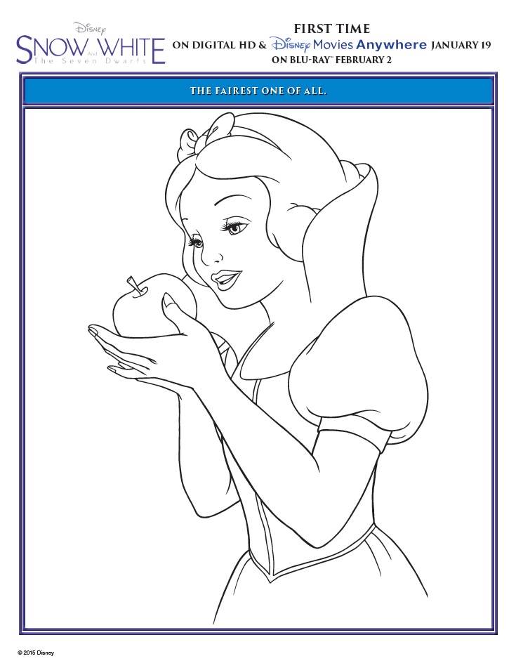 Snow white and the seven dwarfs printable coloring pages