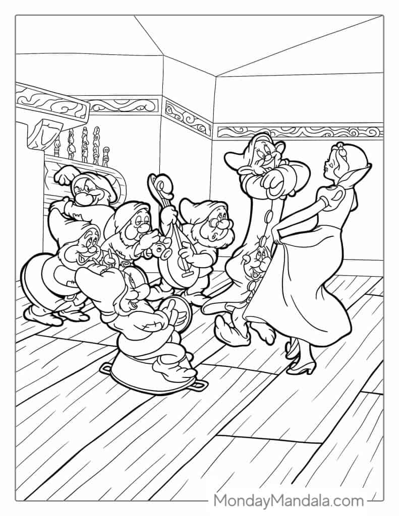 Snow white coloring pages free pdf printables