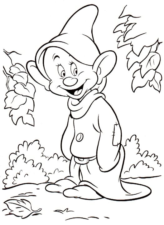 Cute dopey dwarf coloring page