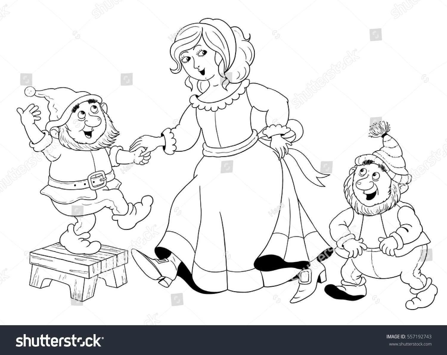 Snow white seven dwarfs fairy tale stock illustration