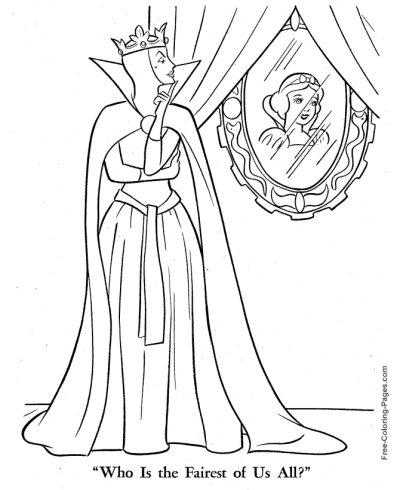 Snow white and the seven dwarfs story coloring pages