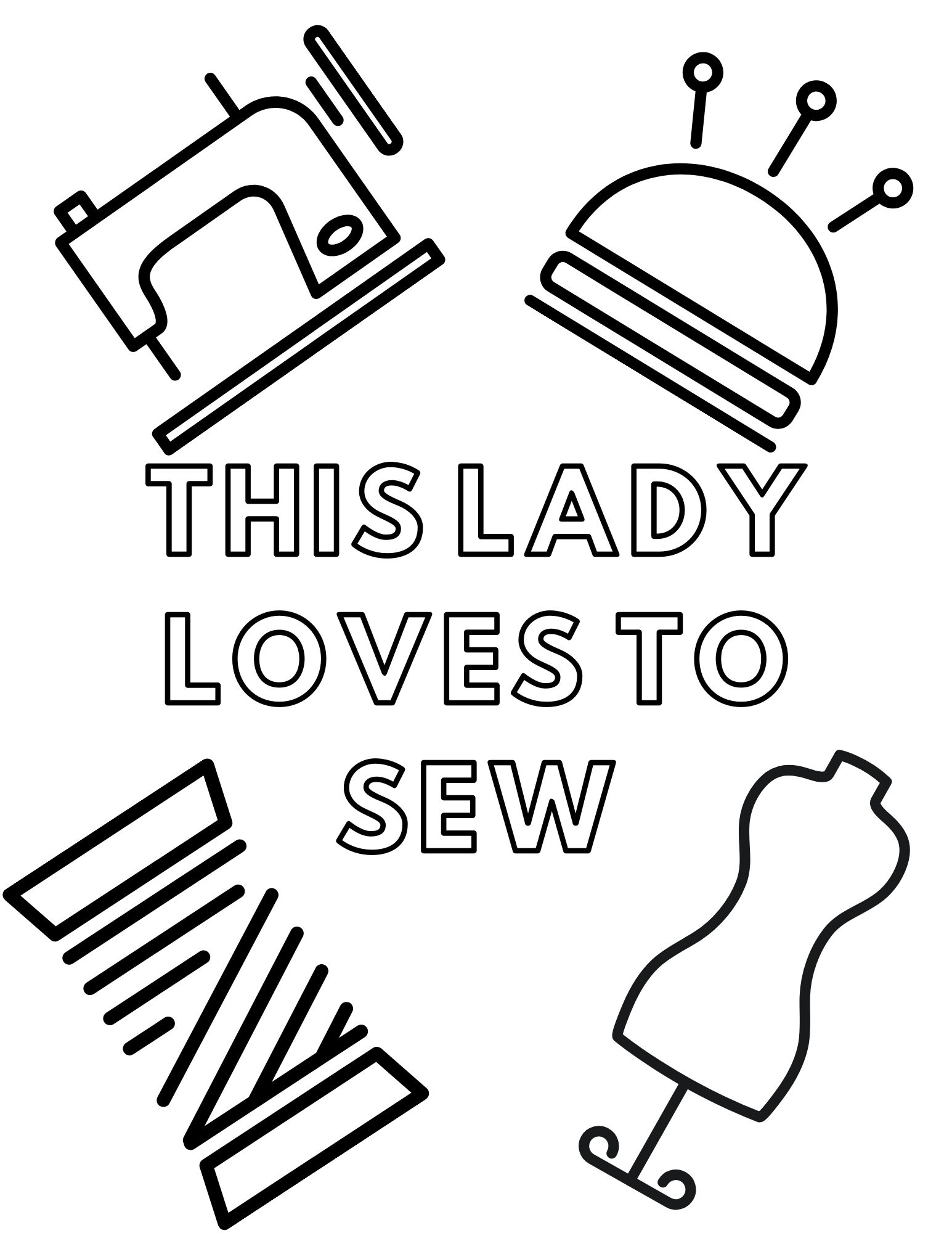 Sewing coloring page