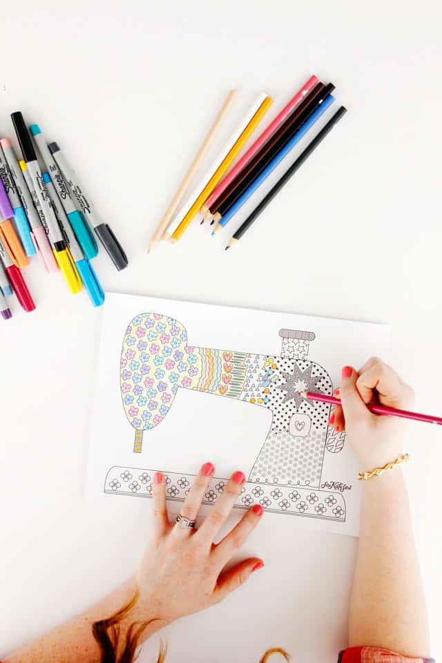 Free sewing coloring pages