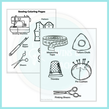 Sewing vocabulary coloring pages for facs tpt