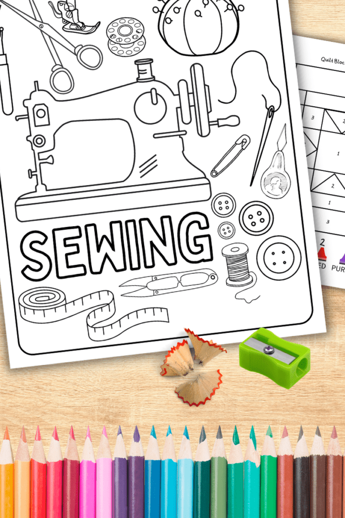 Sewing themed coloring pages for kids free printable