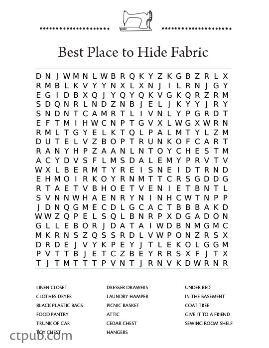 Tuesday fun free word search puzzle for quilters