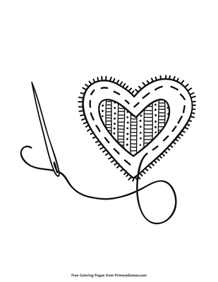 Sewing heart coloring page â free printable pdf from