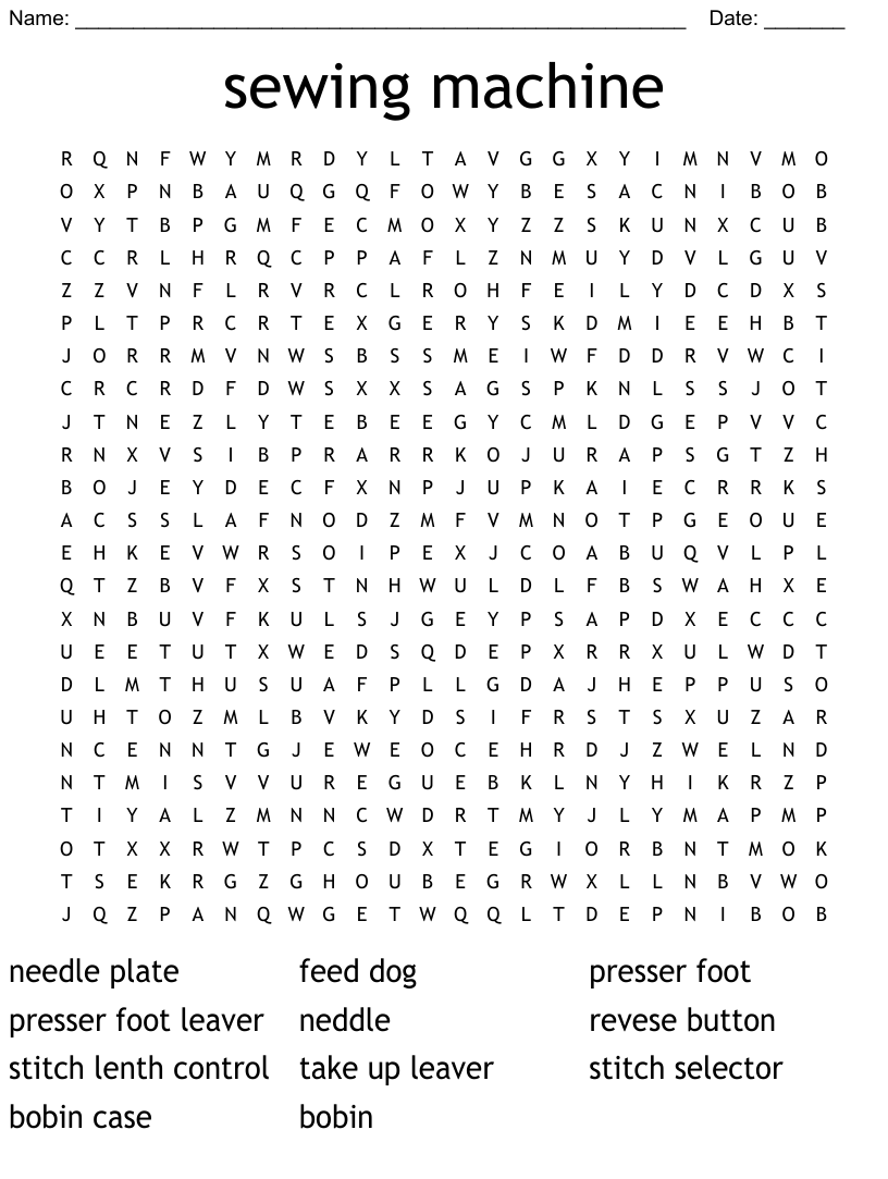 Sewing machine word search