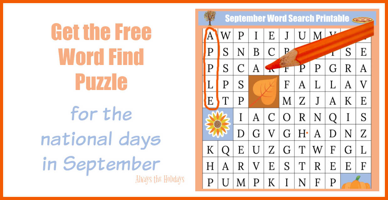 September word search printable