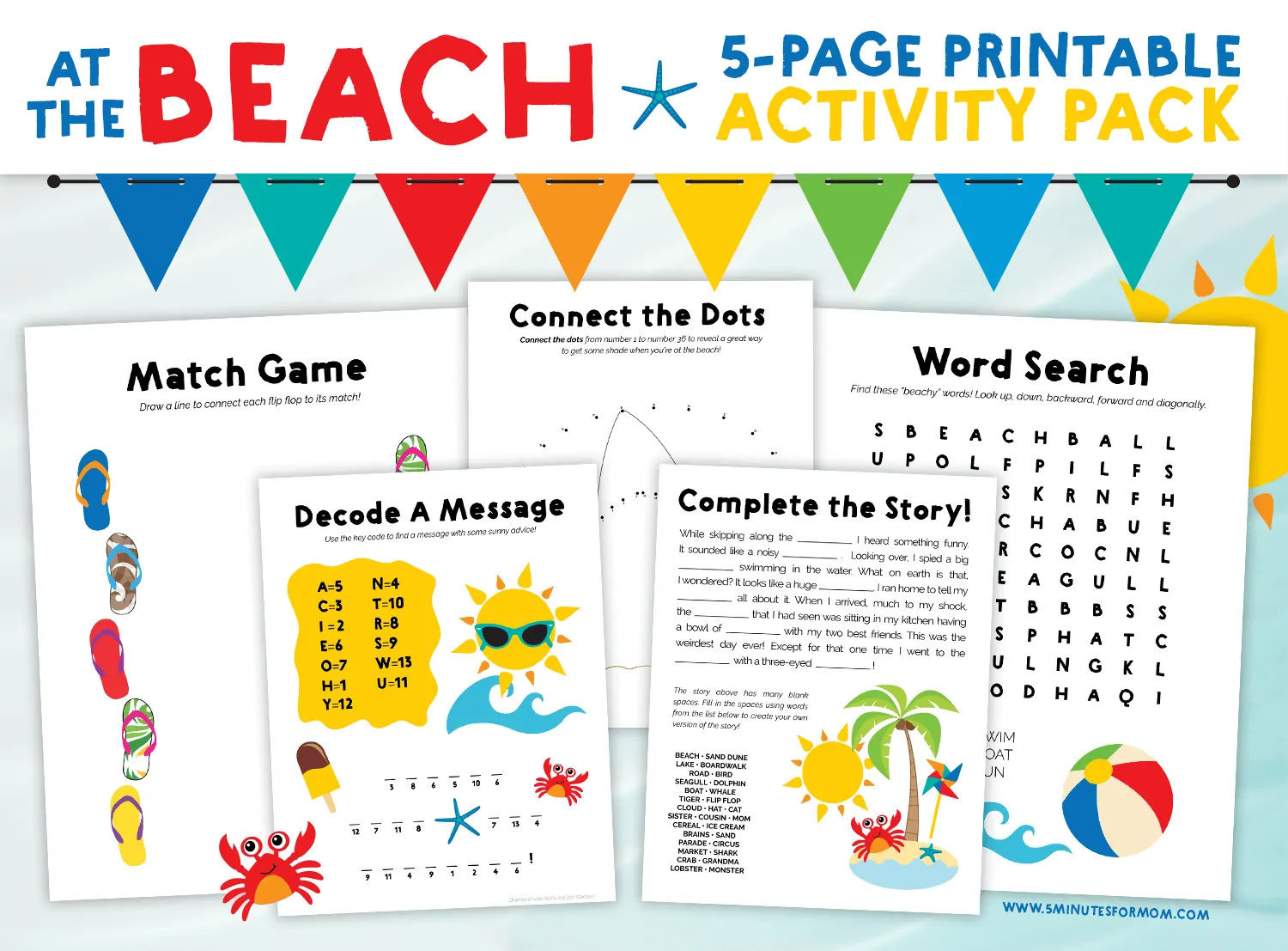 Summer word search puzzles for kids