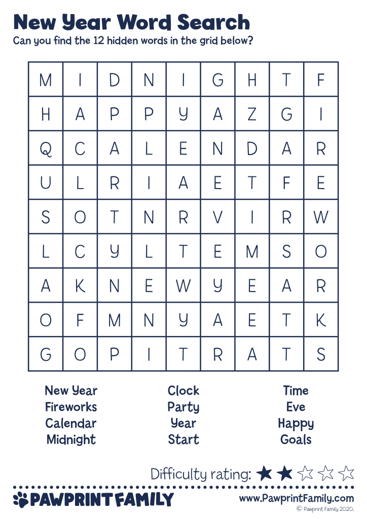 New year word searches