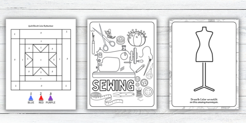 Sewing themed coloring pages for kids free printable