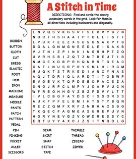 Sewing terms word search puzzle worksheet activity sewing terms teaching sewing word find