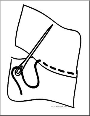 Clip art basic words sew coloring page i