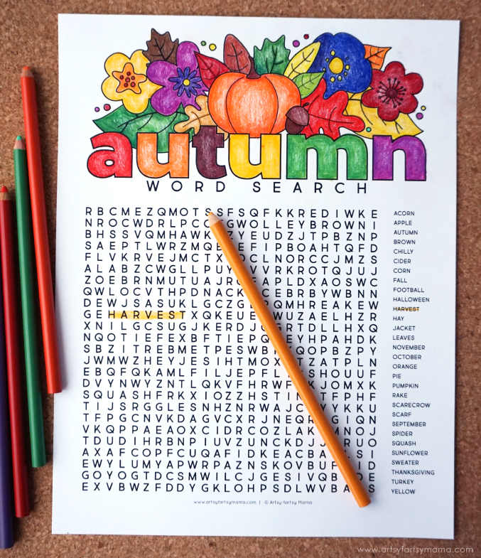 Free printable autumn word search coloring page artsy